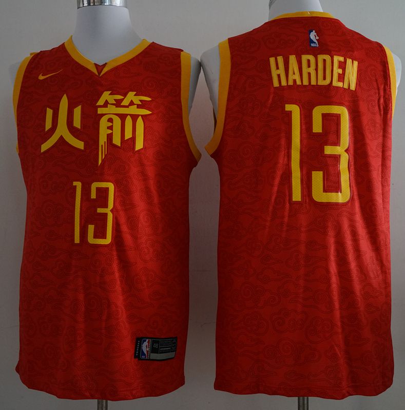 Men Houston Rockets #13 Harden Red City Edition Game Nike NBA Jerseys